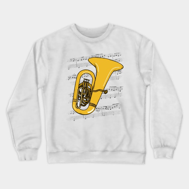 Tuba Player Tubaist Brass Musician (Colour) Crewneck Sweatshirt by doodlerob